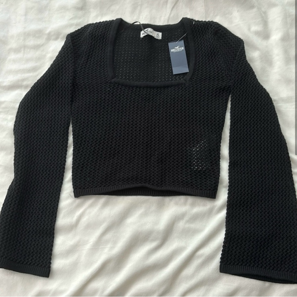 Mesh Long Sleeve Black Top